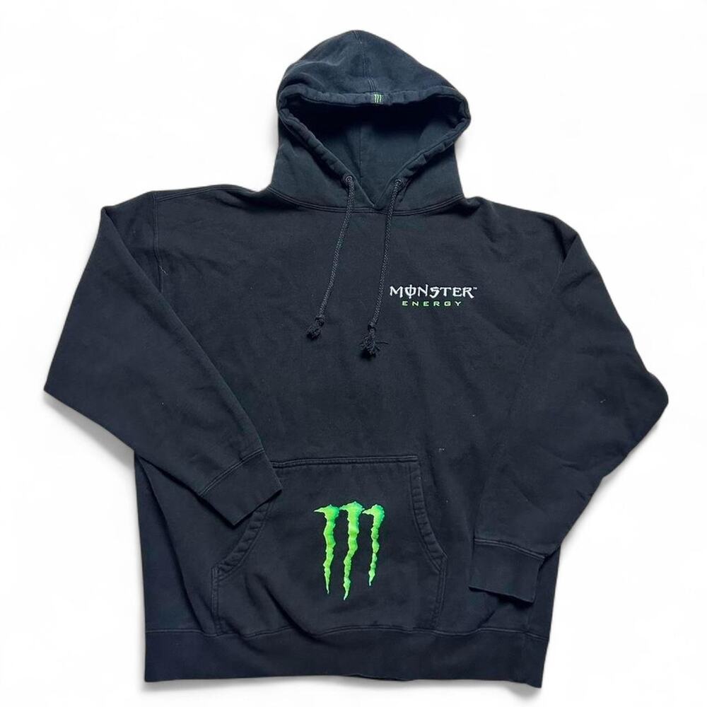 Monster Energy Vintage Y2k Printed Pullover Hoodie Sweatshirt Black XL
